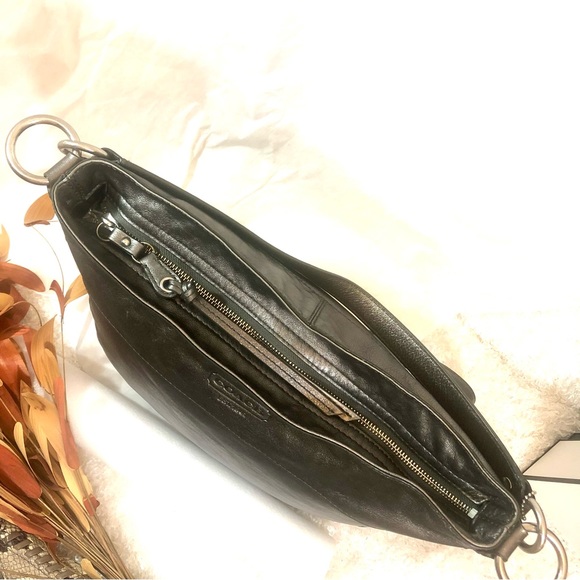 Coach 100% genuine leather silver convertible Large shoulder Bag crossbody hobo - Picture 6 of 13